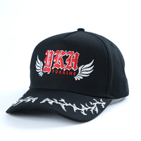 Yukaihe, venta al por mayor, diseñador personalizado, bordado, Logo, ala, 5 paneles, gorras de Golf, tela de algodón, moda, hombres, Snapback, gorra de béisbol