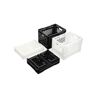 Caisse en plastique pliable et empilable de 26 litres, robuste, pour le stockage et le transport de légumes, fruits, bière, vin, produits agricoles et lait
