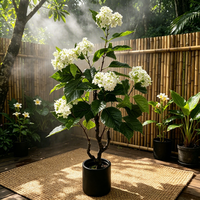 Objek Dekoratif Grosir Pohon Bunga Hydrangea Buatan Realistis Bunga Palsu Rangkaian Bunga Dekorasi Baby Shower