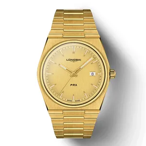 최신 패션 디자인 럭셔리 원래 얇은 40MM 골드 시계 석영 남자 스테인레스 스틸 밴드 달력 날짜 시계