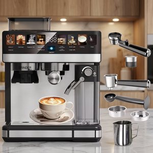 15 Bar Ulka Pump 1.5L Removable Water Tank Semi-<b>automatic</b> Espresso <b>Machine</b> with LCD Display and Milk Frother - Product Image 1