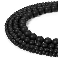 Mode Naturel Noir Gemme Pierre Perles Givré Mat Onyx Perles Chunky Turquoise Agate Gemstone 6 8 10 12mm Perles pour Bijoux