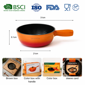 Casserole <span class=keywords><strong>en</strong></span> <span class=keywords><strong>fonte</strong></span> émaillée personnalisée OEM pour cuisinière à gaz et à <span class=keywords><strong>induction</strong></span> - Product Image 2
