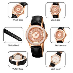 Women's quartz watch Minimalist diamond dial leather strap wristwatch 30M waterproof elegant dress watch - Product Image 2