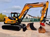 Excavatrice sur chenilles SANY SY80U d'occasion 2022, faible nombre d'heures, pour travaux de terrassement, système complet, moteur Yanmar, pompe, engrenages, roulements