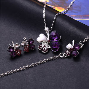 आर्टीवेट क्रिस्टल गैंडा क्लिवर पेलेंट नेकलेस वरिंग ब्रेसलेट महिला पार्टी जेम्स्टोन गहने सेट - Product Image 4