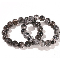 Diskon manik-manik Herkimer hitam alami pemrosesan kristal Herkimer gelang berlian