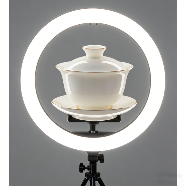 Ring Light Custom Video Selfie LED Fill Light with 8-Inch Wire Control Adjustable Color Temperature AC Powered 14-CM Tripod