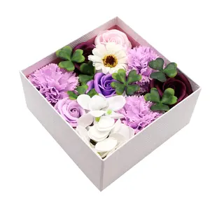 Valentines Day Gift Flower Shaped Sabões Roxo Artificial Orgânico Floral Scented Banho Sabão Rose Flower Pétalas