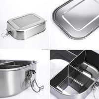 Boîte à déjeuner personnalisée en acier inoxydable, Bento à 3 compartiments pour enfants (47oz), stockage des aliments