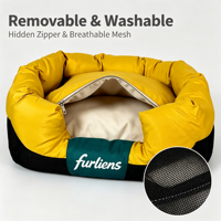 Lit pour animaux de compagnie moderne et écologique avec coussin amovible facile à nettoyer, imprimé carré pour chiens et chats de petite et moyenne taille