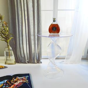 <strong>Clear</strong> Round <strong>Lucite</strong> End Table Luxury Modern <strong>Nightstand</strong> with <strong>Clear</strong> Small Round Top and Solid Post <strong>Acrylic</strong> Side Table