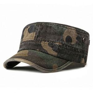 Casquette plate à 5 panneaux pas chère, style cadet, vintage, effet vieilli, camouflage, pour sports de plein air - Product Image 2