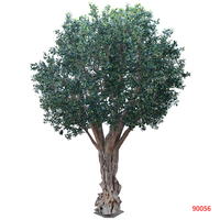 Grand Olivier Artificiel à Tronc en Bois Naturel, Arbre Artificiel Ancien Haute Fidélité pour Projet d'Aéroport