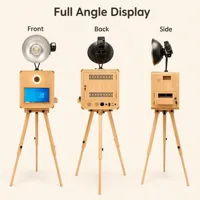 Écran tactile 15,6 pouces, cabine photo vintage en bois pour appareil photo reflex numérique, anneau lumineux LED compatible avec DNP 620 pour les mariages, les fêtes et les événements
