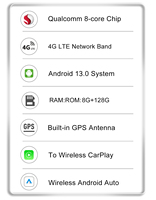 Boîtier AI CarPlay Android 13.0 OEM ODM d'usine, Qualcomm 8 cœurs 8 Go+128 Go, adaptateur sans fil 4G LTE SIM GPS CarPlay Android Auto
