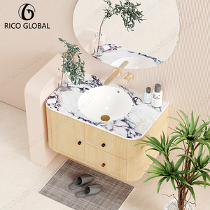 OEM Luxury Marble-Effect Porcelain Integrated Basin for High-End <b>Bathroom</b> <b>Vanities</b> Malaysia Origin - Product Image 1