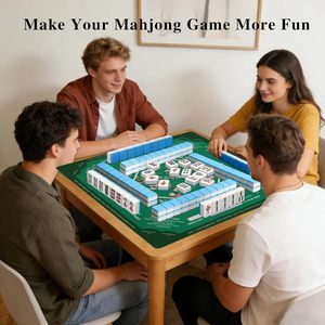 Tapis de jeu de mahjong de qualité supérieure avec support en caoutchouc, motif fleur de prunier vert foncé, parfait pour les <span class=keywords><strong>jeux</strong></span> de société et les <span class=keywords><strong>jeux</strong></span> de cartes - Product Image 2