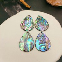 Breloques en forme de goutte d'eau en coquille d'ormeau naturelle double face, perles tendance pour colliers ou boucles d'oreilles DIY avec breloques religieuses bouddhistes