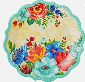 Modern Vintage Floral Paper <b>Plates</b> 9 Inches with Scalloped Edge for Mexican Fiestas and Spring Tea Floral Tea Party - Product Image 4