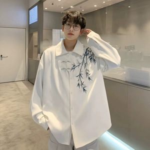 เสื้อฮั่นฝูสไตล์จีน แขนยาว ผ้าโพลีเอสเตอร์ ปักลาย สำหรับฤดูร้อน ผู้ชาย ลำลอง ทรงหลวม ปกเสื้อพับได้ จากผู้ผลิตโดยตรง - Product Image 3