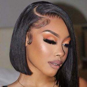 Peluca <span class=keywords><strong>Bob</strong></span> de Cabello Humano sin Pegamento, Cabello Humano Pre-Arrancado y Pre-Cortado, Encaje Frontal HD 13x4, Pelucas de Cabello Humano sin Pegamento Listas para Usar - Product Image 5