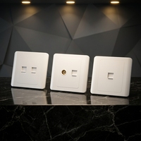 Prise murale pour ordinateur série Yuanjing, double RJ45, 1 port, ignifuge, panneau PC, montage encastré, plaque murale modèle C49, IP22