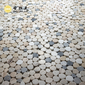 Carreaux de mosaïque en marbre de couleur mélangée de forme ronde à bulles irrégulières pour la décoration d'entrée extérieure - Product Image 4