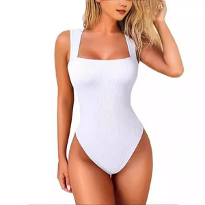 Combinaison moulante sans manches chic de style européen et américain pour femmes, avec design côtelé - Product Image 4