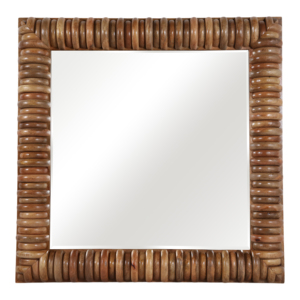 Specchio da parete decorativo in legno con bordo a coste, elegante per camera da letto, bagno, corridoio, soggiorno - Product Image 1