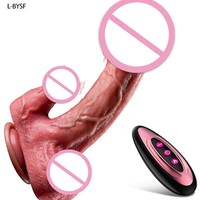 Realistischer Stoßdildo mit Leckfunktion, Vibrator für Anale und Klitorale G-Punkt-Stimulation, Heizfunktion und Fernbedienung, Erotikspielzeug für Frauen