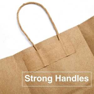 Sac en papier kraft recyclé écologique ZJPACK avec poignée et logo personnalisé, sac à emporter pour aliments - Product Image 2