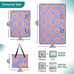 60*80inch <b>Roll</b> up Aloha Picnic Blanket Waterproof Extra Large Flower Custom Print Foldable Outdoor Beach <b>Mat</b> Picnic Bag - Product Image 3