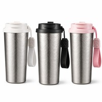 Tasse à café en titane pur 520 ml, double paroi isolée sous vide, légère, avec paille, personnalisable avec logo, idéale pour les voyages