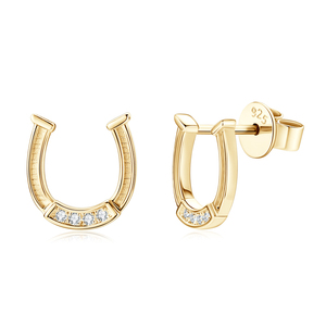 Pendientes de Plata de Ley 925 con Moissanita |   Aro chapado en oro con corte brillante redondo |   Joyería Fina para Mujer, Regalo Clásico - Product Image 1