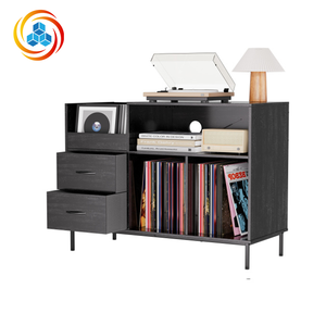 Large Capacity Vinyl Record Storage Cabinet Turntable Stand with Drawers Divided Shelves Multi-Storage Record <b>Player</b> Console - Product Image 6