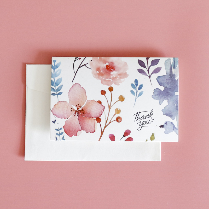 Set Di Biglietti Di Ringraziamento, Biglietti Con Semplici Fiori E Parole Disegnati A Mano Grazie Per Il Tuo Acquisto 22302164