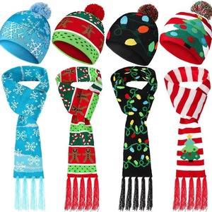 Ensemble bonnet, écharpe et gants d'hiver à motif animal, <span class=keywords><strong>coffret</strong></span> <span class=keywords><strong>cadeau</strong></span> de Noël, ensemble de bonnets tricotés pour femmes - Product Image 6