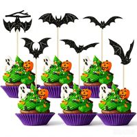 Fabrikpreis Schwarze Fledermaus Cupcake-Topper Halloween-Party-Dekoration Gruselige Kuchendekoration Fledermaus-Thema Geburtstagsdeko