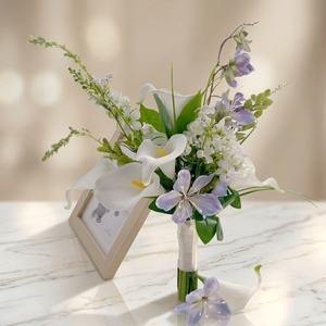 Bouquet de mariée artisanal en plastique souple et réaliste, petites <span class=keywords><strong>fleurs</strong></span> de calla fraîches, pour la rentrée scolaire et la photographie, léger et durable - Product Image 2