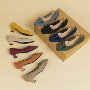 Zapatos de mujer de tacón bajo de moda con decoración de lazo Múltiples colores disponibles Pisos cómodos y versátiles - Product Image 1