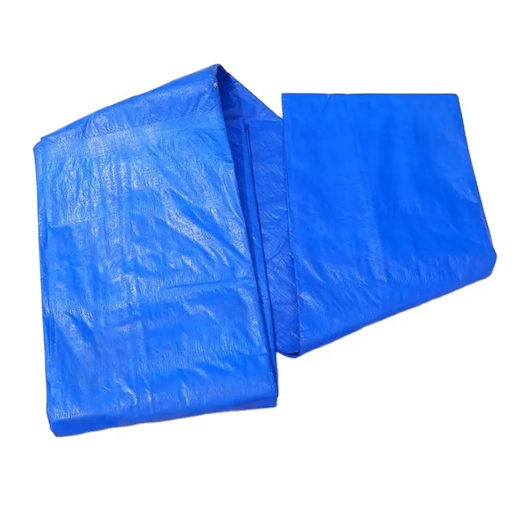 Kamyon kapağı için tente kamyon tente Tarp Pe su geçirmez branda rulo mavi özel Logo dokuma kaplı 4x6 4X6 M çözgü