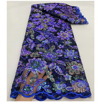 Tissu africain en dentelle pour robe de mariage nigériane Tissu en paillettes Broderie de dentelle de mariage pour robe de soirée