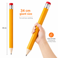 Crayon géant en bois de 34 cm avec gomme, crayon à mine surdimensionné, nouveauté, cadeau scolaire ou de bureau, papeterie promotionnelle