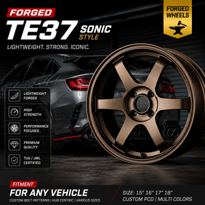รังสี <span class=keywords><strong>TE37</strong></span> <span class=keywords><strong>Sonic</strong></span> Style ล้อปลอม17 18 19 20 "21" 22 "5X114.3 5x112 PCD แบบกำหนดเองเหมาะสำหรับ Civic GTR Supra BMW Audi Tesla Mustang - Product Image 1