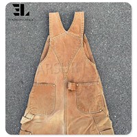 LARSUR Salopette de travail personnalisée en toile de canard matelassée et doublée, style vieilli, pour homme, type charpentier, salopette cargo, combinaison de travail en toile, vêtement de travail en denim