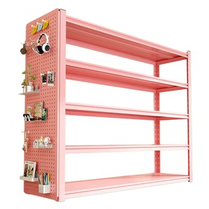 Three Arrows Pink Metal Storage Rack Floor Standing Shelving Unit Adjustable <b>Shelf</b> - Product Image 5