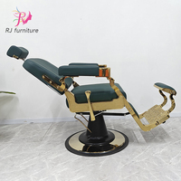 Design classique vintage 360 °   Fauteuil de barbier pivotant avec levage hydraulique à commande au pied et dossier inclinable réglable pour salons de coiffure