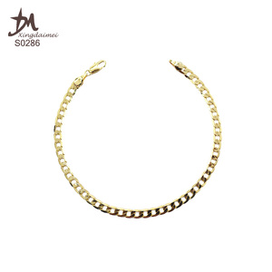 S0286 <span class=keywords><strong>Tobillera</strong></span> de Cadena Simple Chapada en Oro Real de 18K, Estilo Cubano - Product Image 2