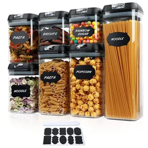 7 Stuks Bpa Gratis Plastic Granen Containers Met Lock Deksels Luchtdicht Voedsel Opslag Containers Voor Keuken Pantry Organisatie